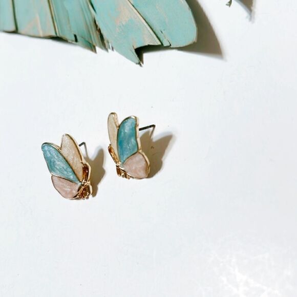 Butterfly stud earrings #227 - Picture 4 of 6